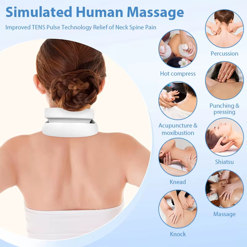 Electric Neck Massager Shoulder Kneading TENS Pulse Low Frequency Heating Cervical Vertebra Relax Hot Compresssmart Massage