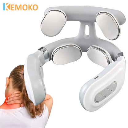 Electric Neck Massager Shoulder Kneading TENS Pulse Low Frequency Heating Cervical Vertebra Relax Hot Compresssmart Massage